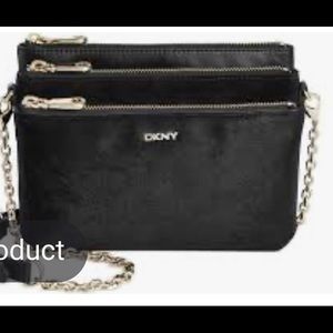 Brand new DKNY black leather and calf hair bag.